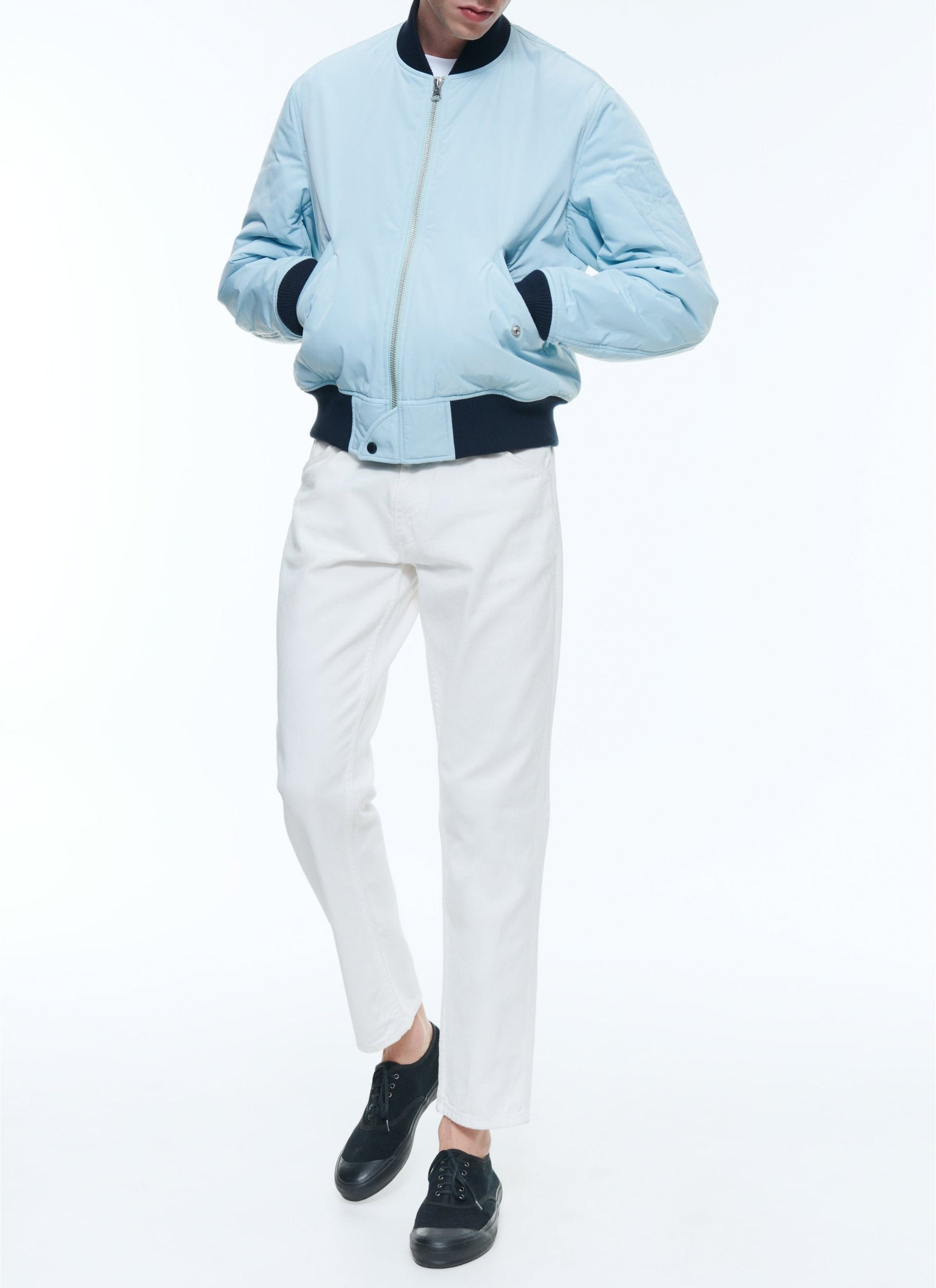 Bomber zippé à poches - Bleu Clair