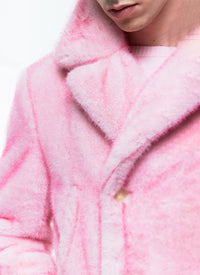 Manteau croisé à col tailleur - Rose Pâle