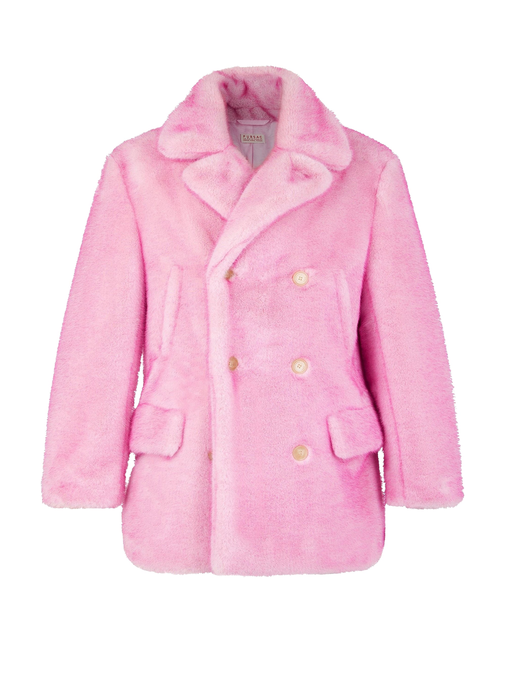Manteau croisé à col tailleur - Rose Pâle