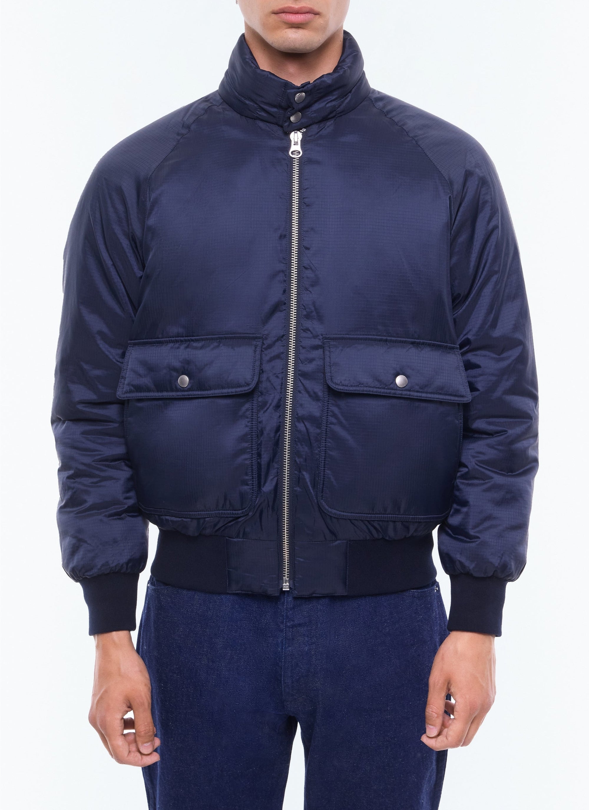 Blouson en tissu technique déperlant - Bleu Marine