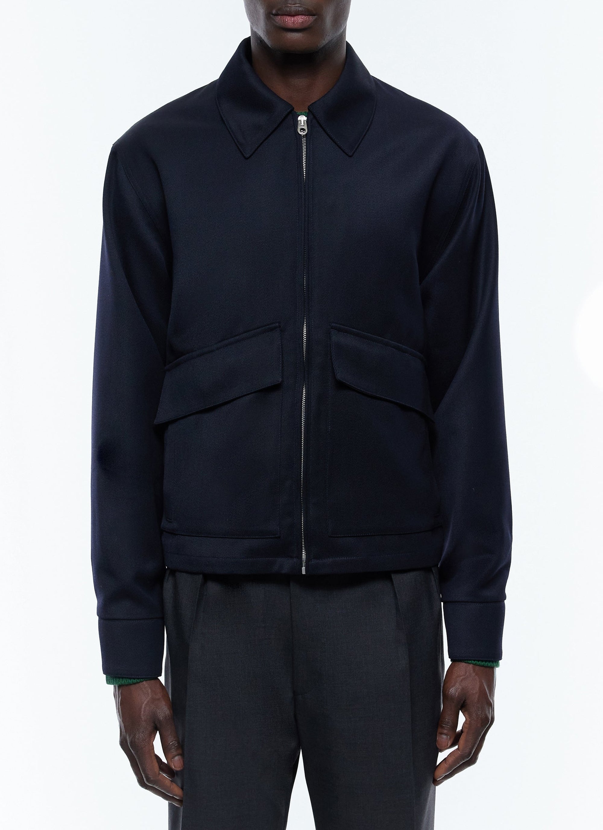 Wool blend jacket - Navy Blue