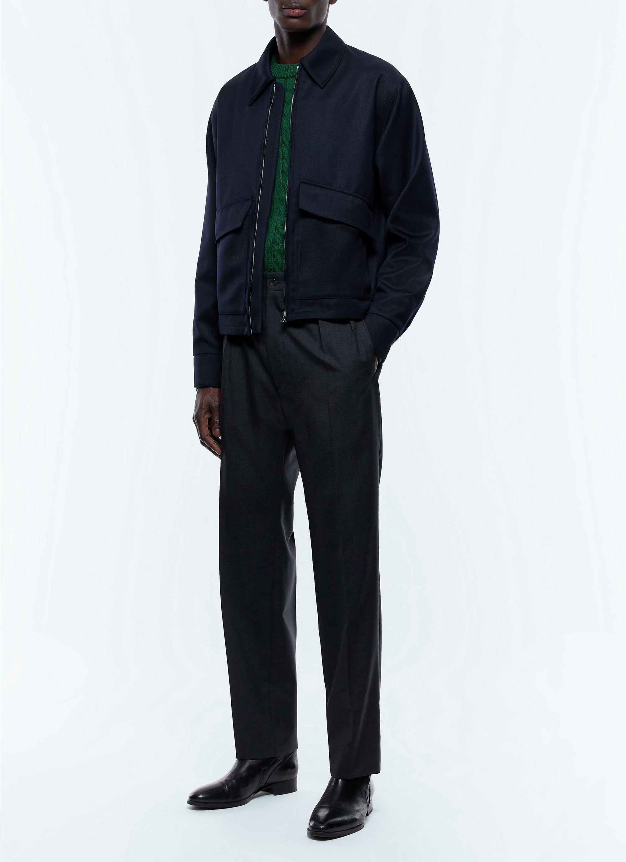 Wool blend jacket - Navy Blue