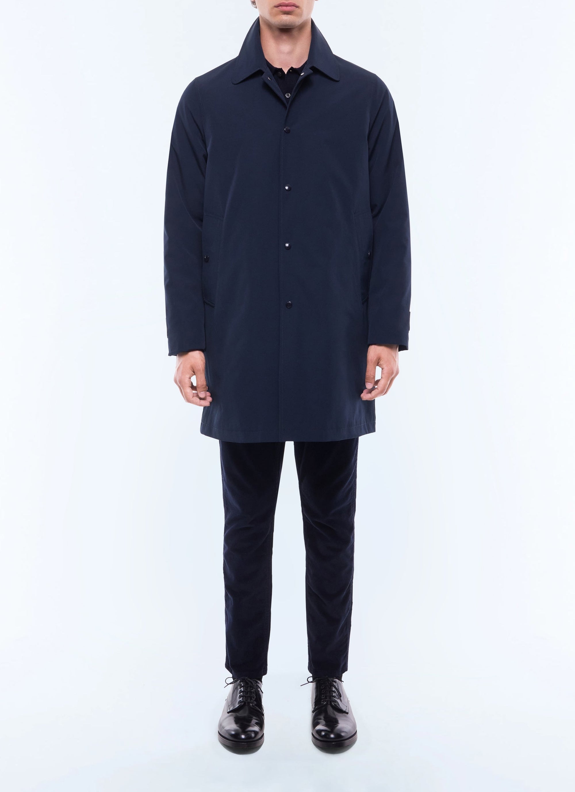 Coat in water-repellent technical fabric - Navy Blue