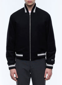 Blouson teddy en drap de laine mélangée - Noir