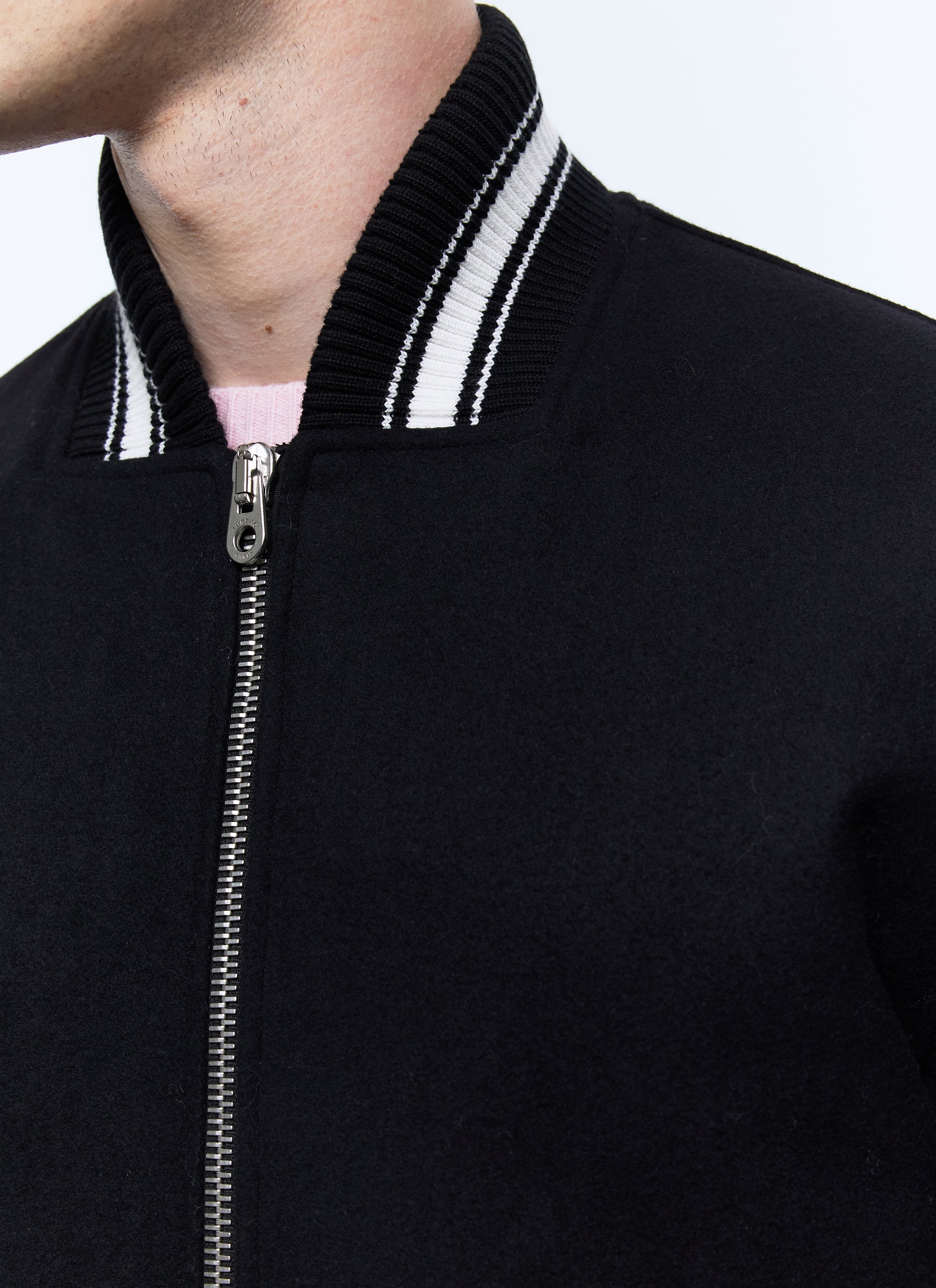 Blouson teddy en drap de laine mélangée - Noir