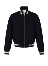 Blouson teddy en drap de laine mélangée - Noir