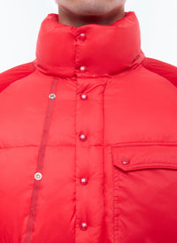 Water-repellent down jacket with removable mittens - Red