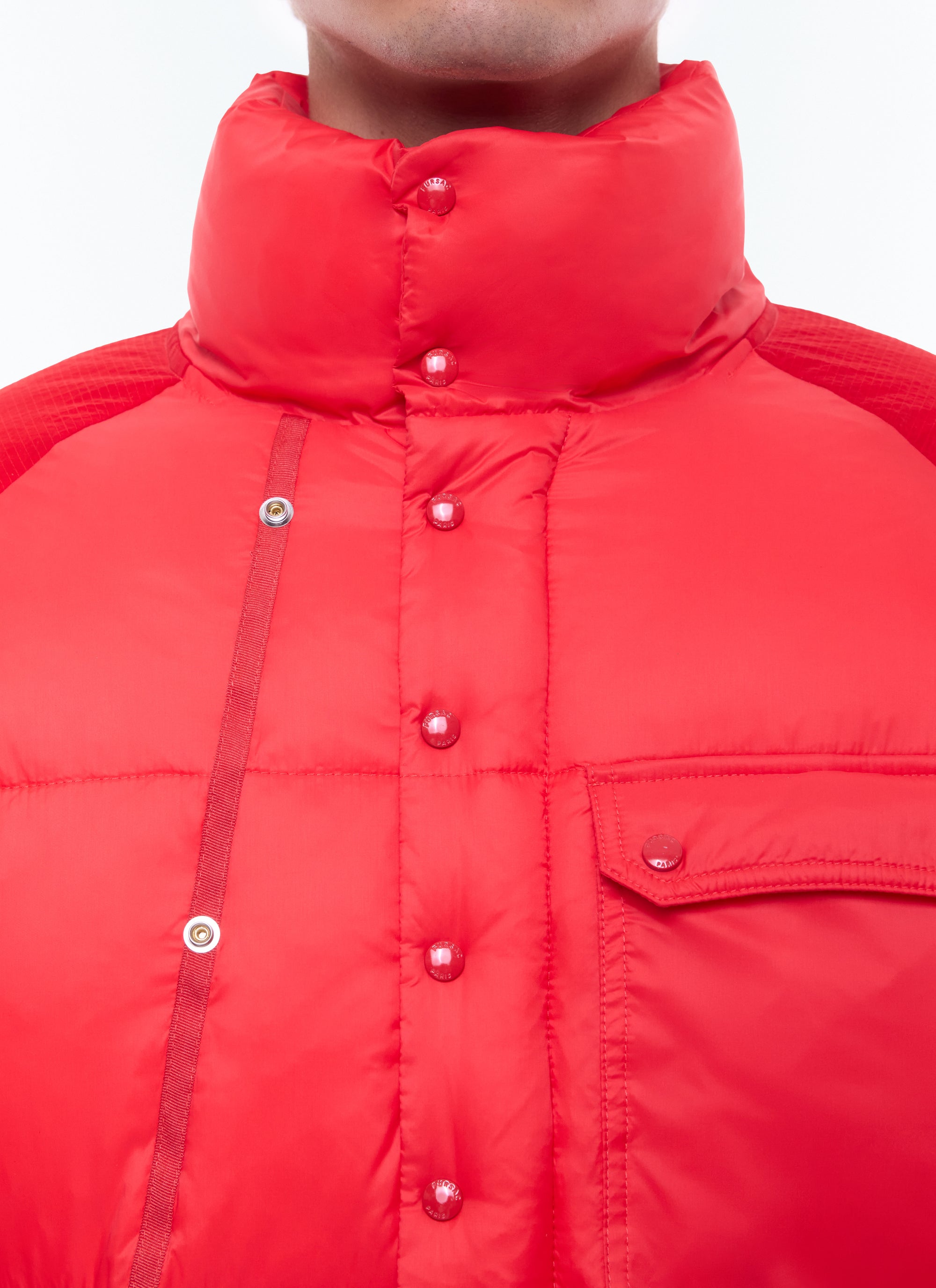 Water-repellent down jacket with removable mittens - Red