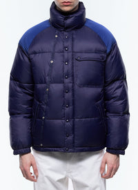 Water-repellent down jacket with removable mittens - Navy Blue