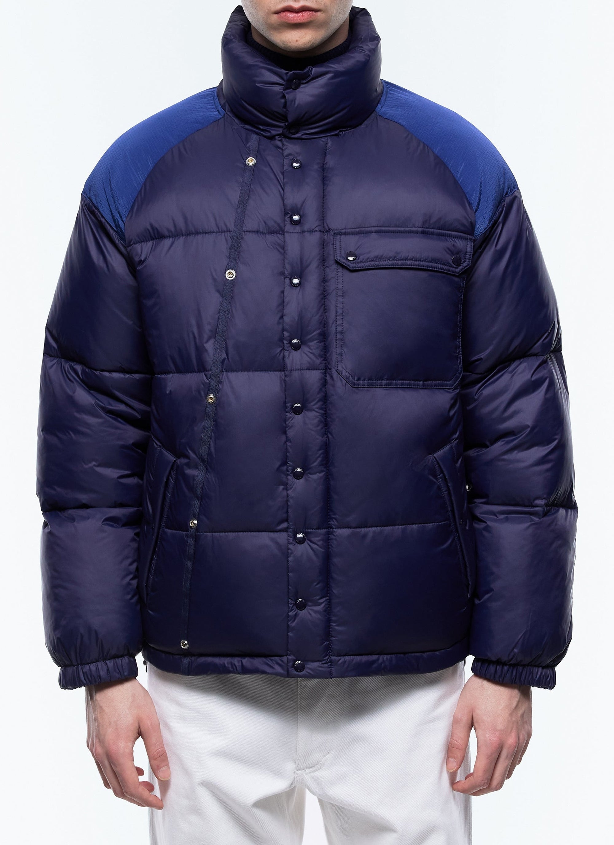 Water-repellent down jacket with removable mittens - Navy Blue