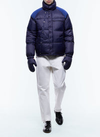 Water-repellent down jacket with removable mittens - Navy Blue