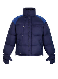 Water-repellent down jacket with removable mittens - Navy Blue