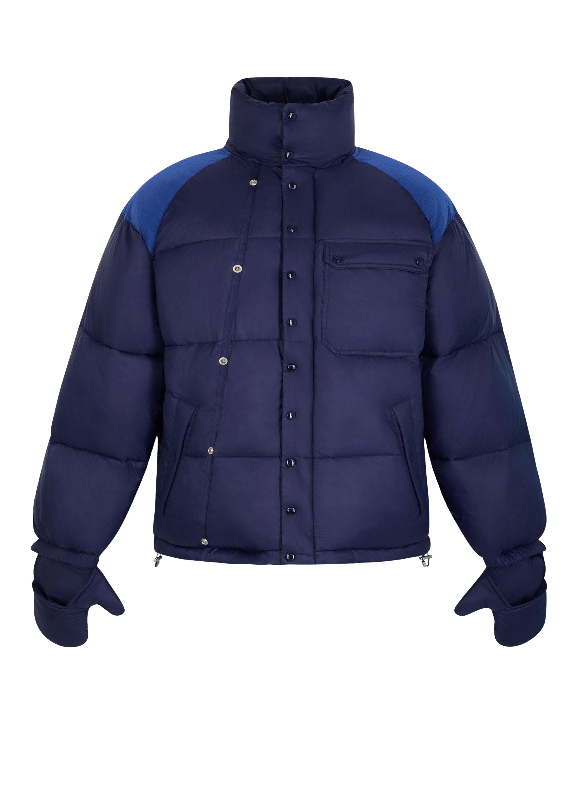 Water-repellent down jacket with removable mittens - Navy Blue