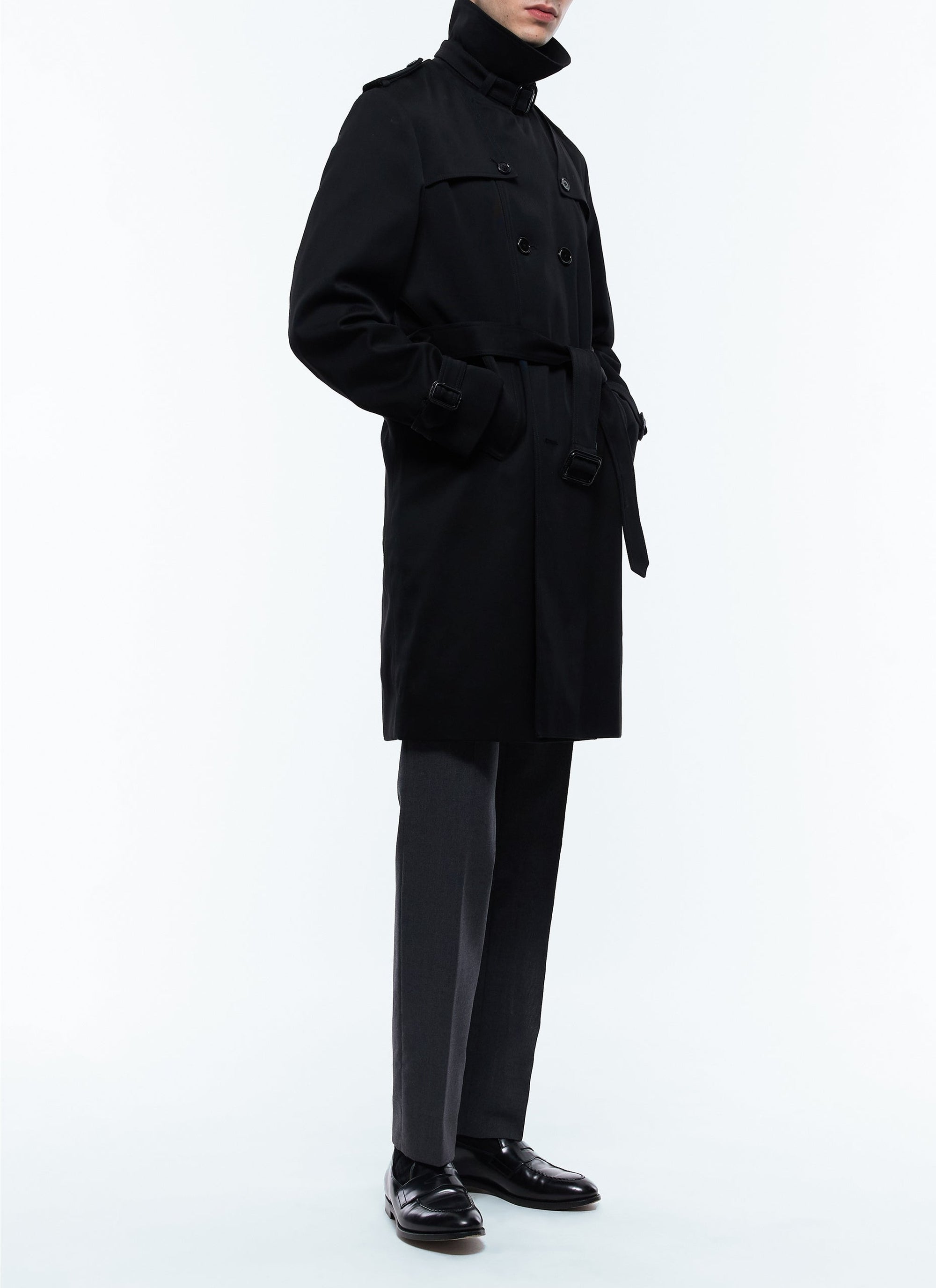 Trench-coat à col tailleur - Noir