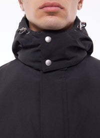 Multi-pocket quilted parka in technical canvas - Black