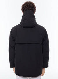 Multi-pocket quilted parka in technical canvas - Black