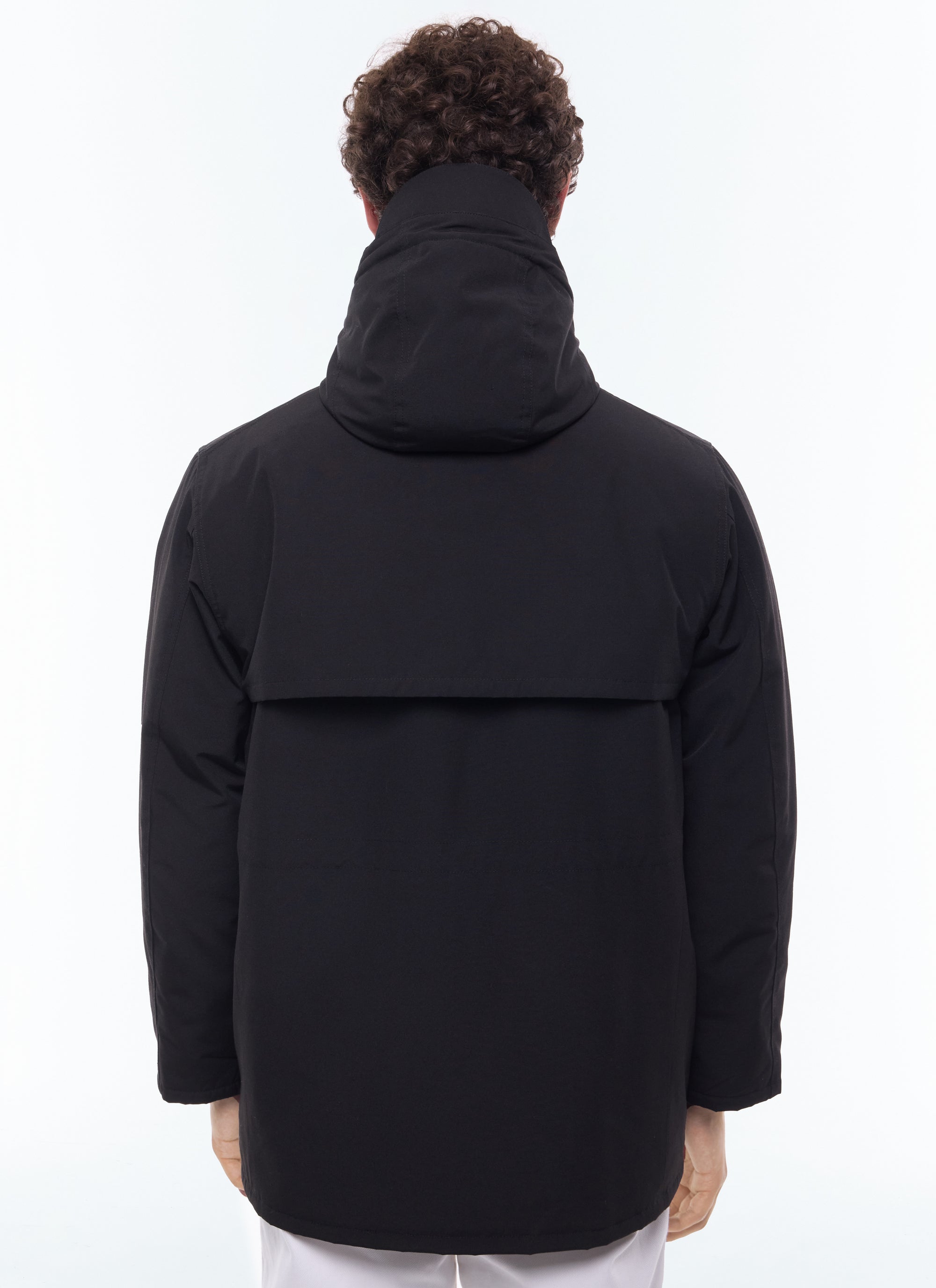 Multi-pocket quilted parka in technical canvas - Black