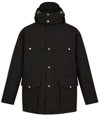 Multi-pocket quilted parka in technical canvas - Black