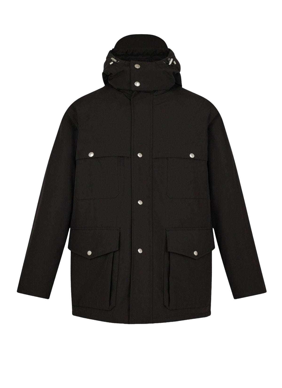 Parka multi-poches matelassée en toile - Noir