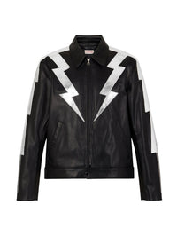 Leather jacket with insert - Black