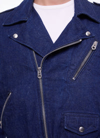 Blouson à col chemise en denim - Bleu Marine