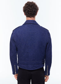 Blouson à col chemise en denim - Bleu Marine