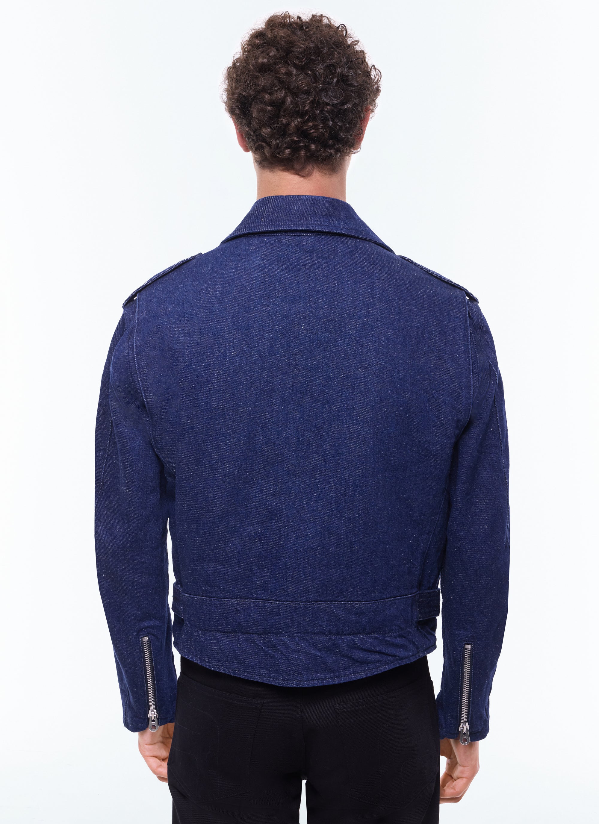 Blouson à col chemise en denim - Bleu Marine