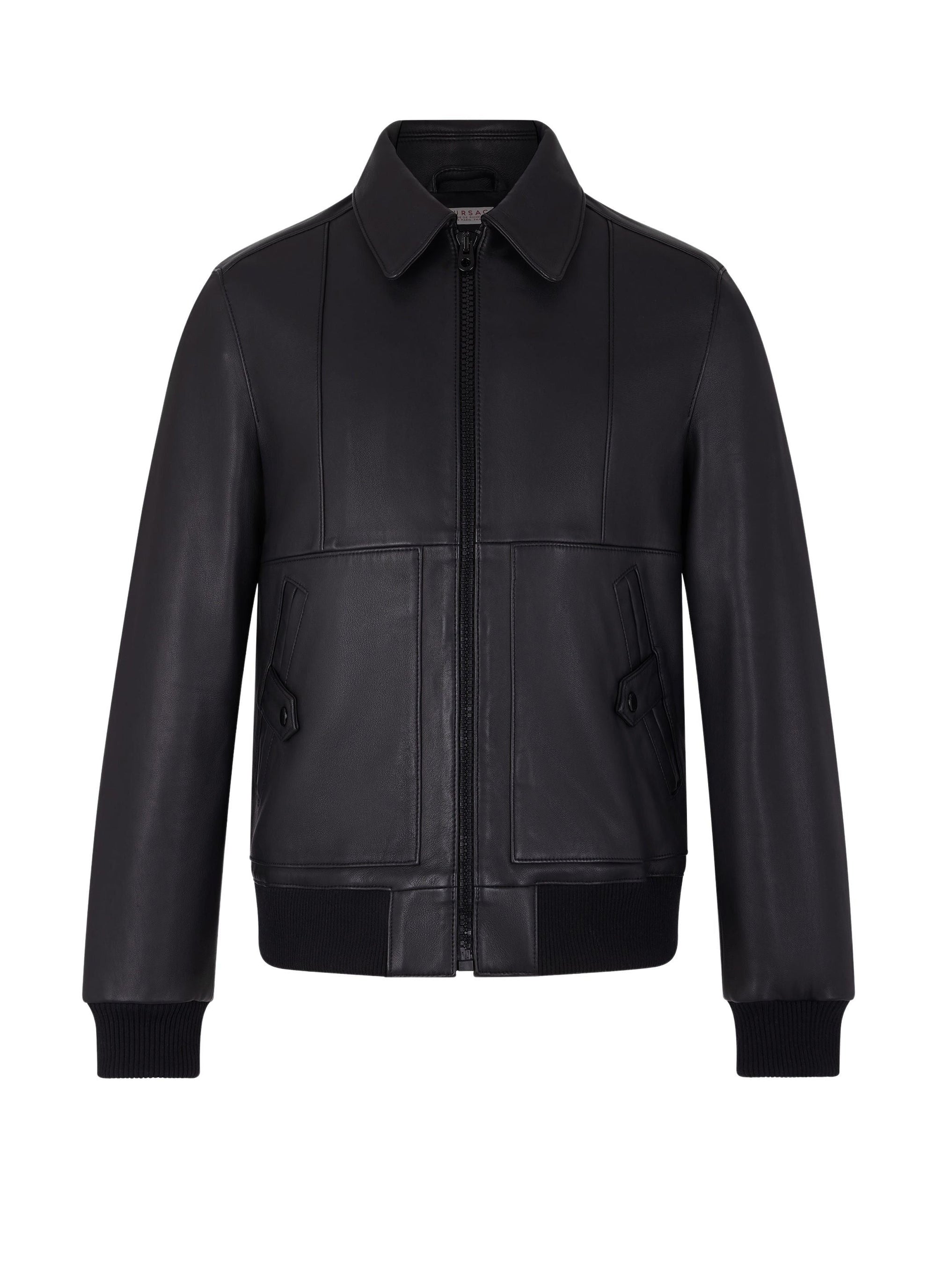 Leather shirt collar jacket - Black
