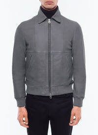 Blouson en cuir d'agneau - Acier