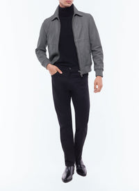 Blouson en cuir d'agneau - Acier