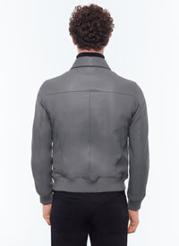 Blouson en cuir d'agneau - Acier
