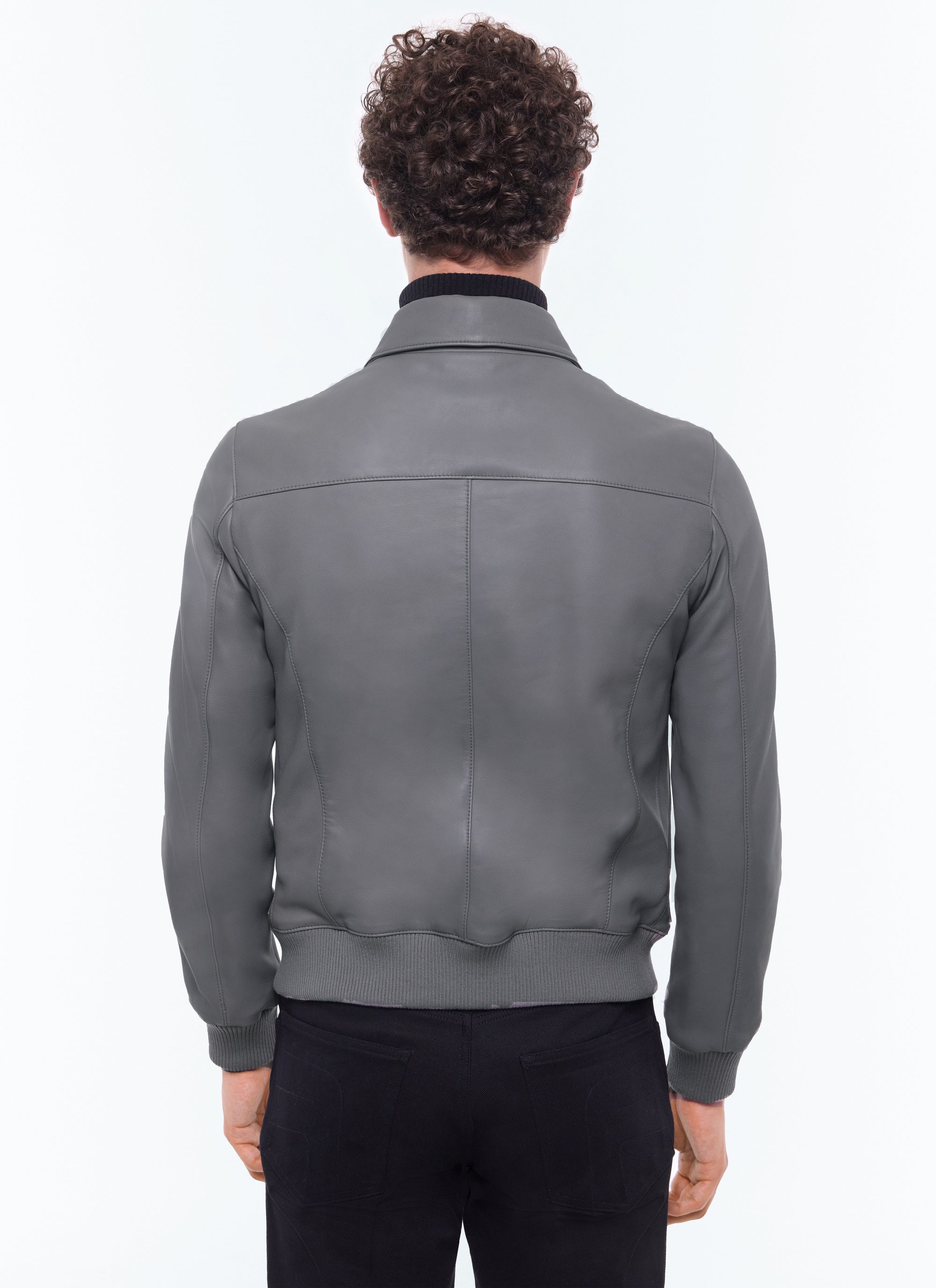 Blouson en cuir d'agneau - Acier