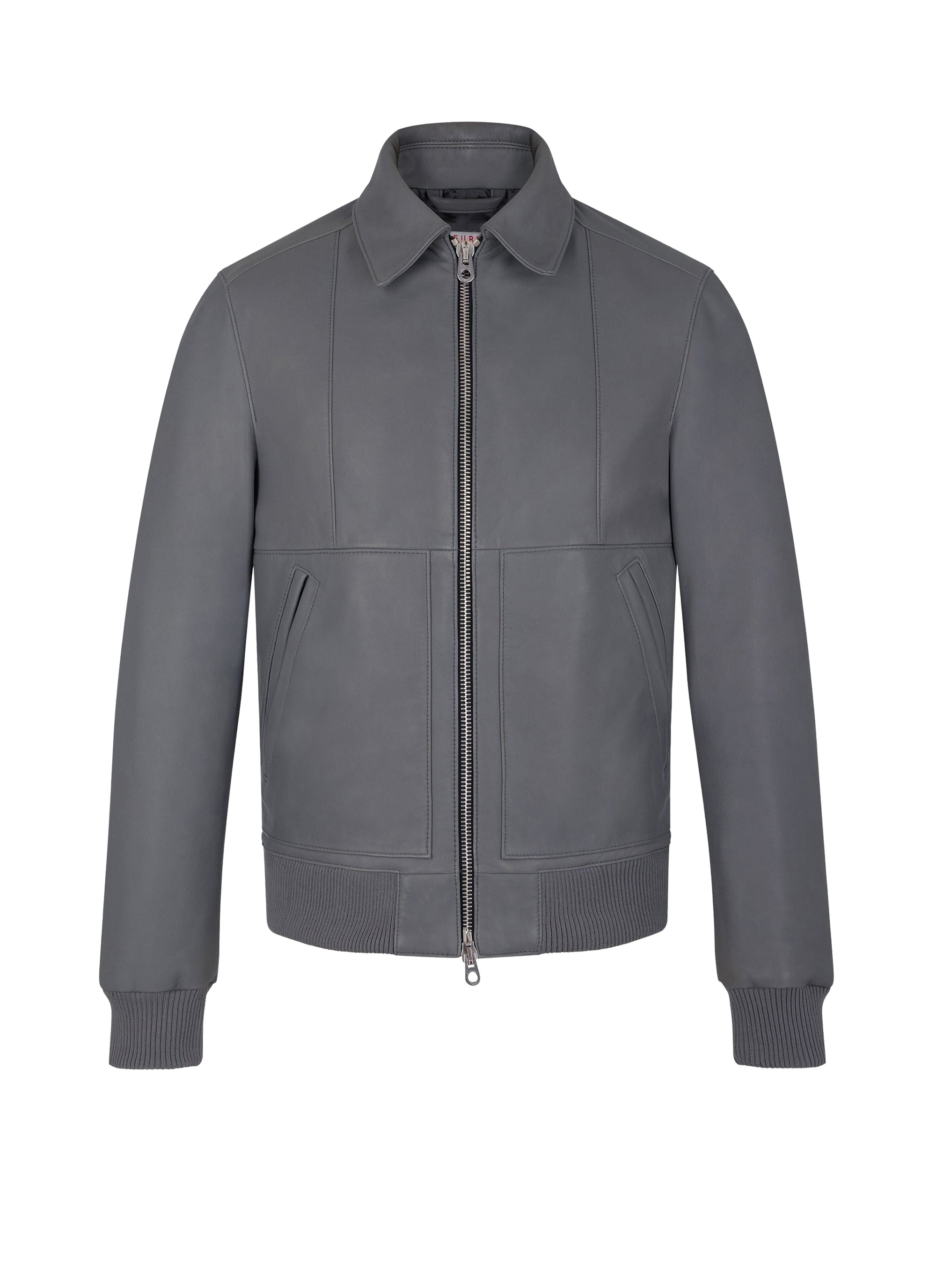 Blouson en cuir d'agneau - Acier