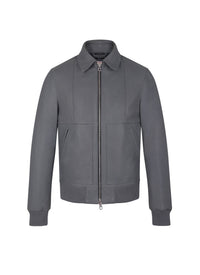 Blouson à col chemise en cuir - Acier