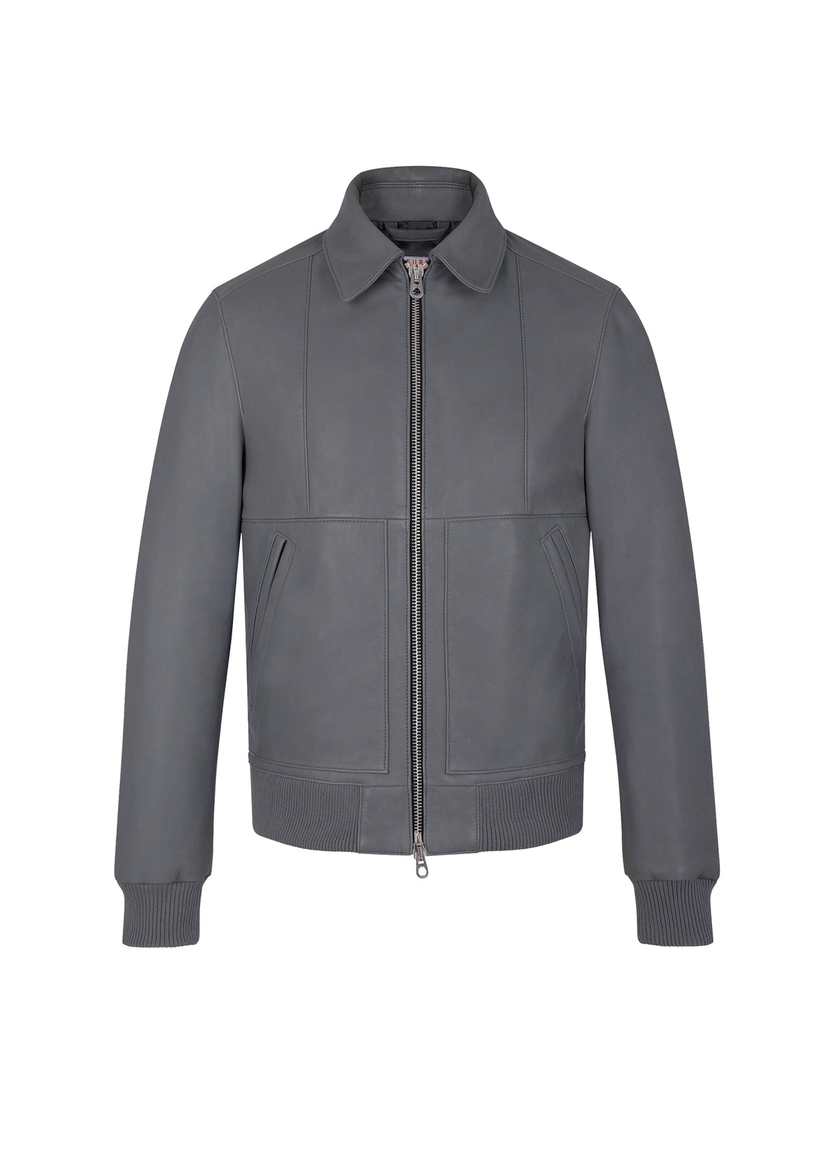 Blouson à col chemise en cuir - Acier