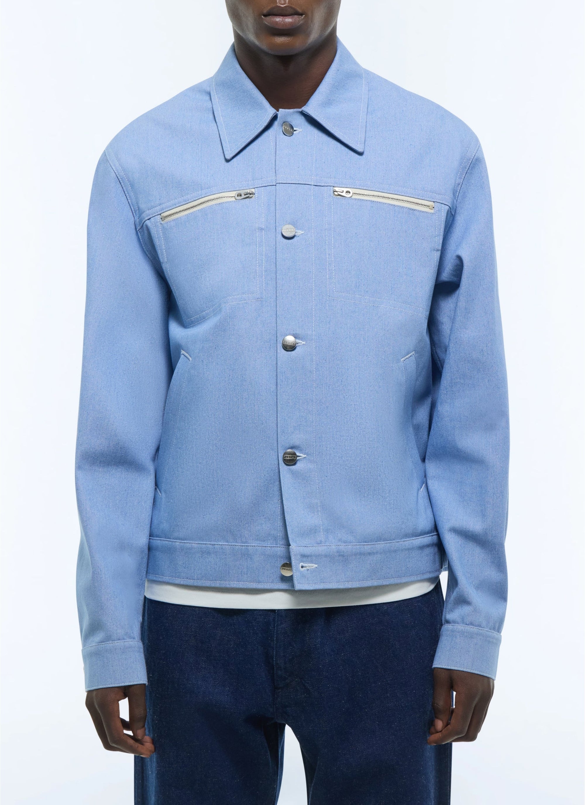 Blouson à col chemise en denim - Denim délavé