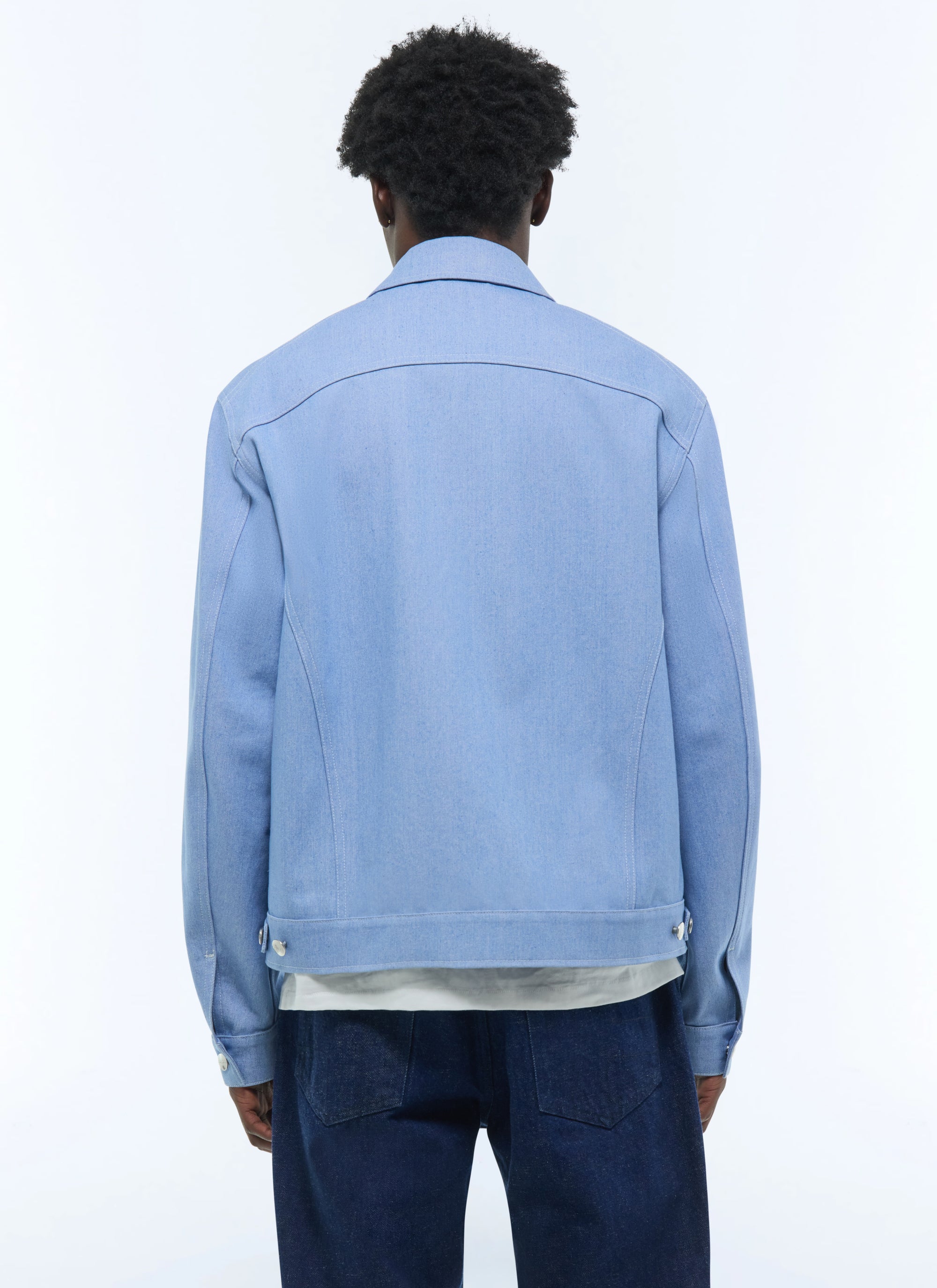 Blouson à col chemise en denim - Denim délavé