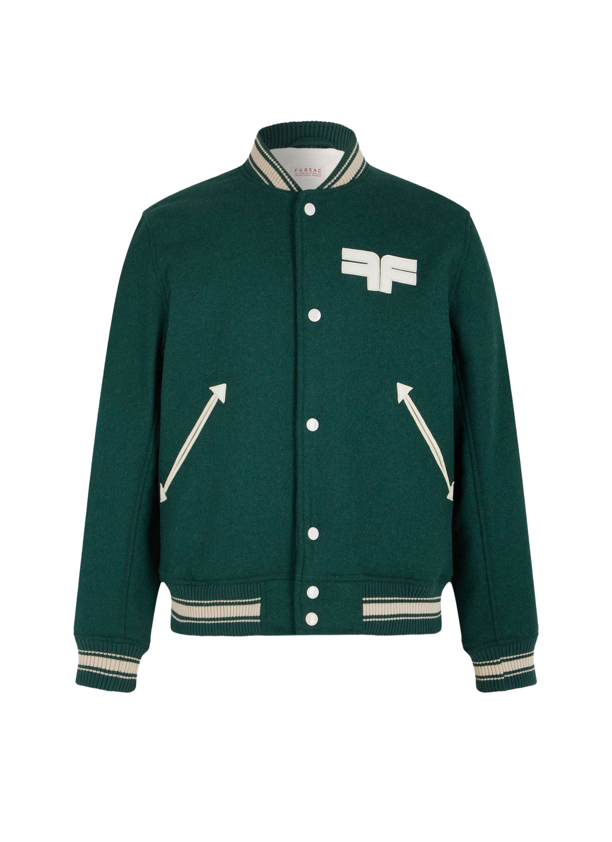 Wool-blend varsity jacket - Emerald