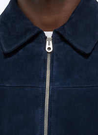 Suede shirt collar jacket - Navy Blue