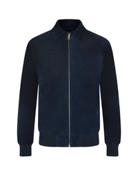 Suede shirt collar jacket - Navy Blue