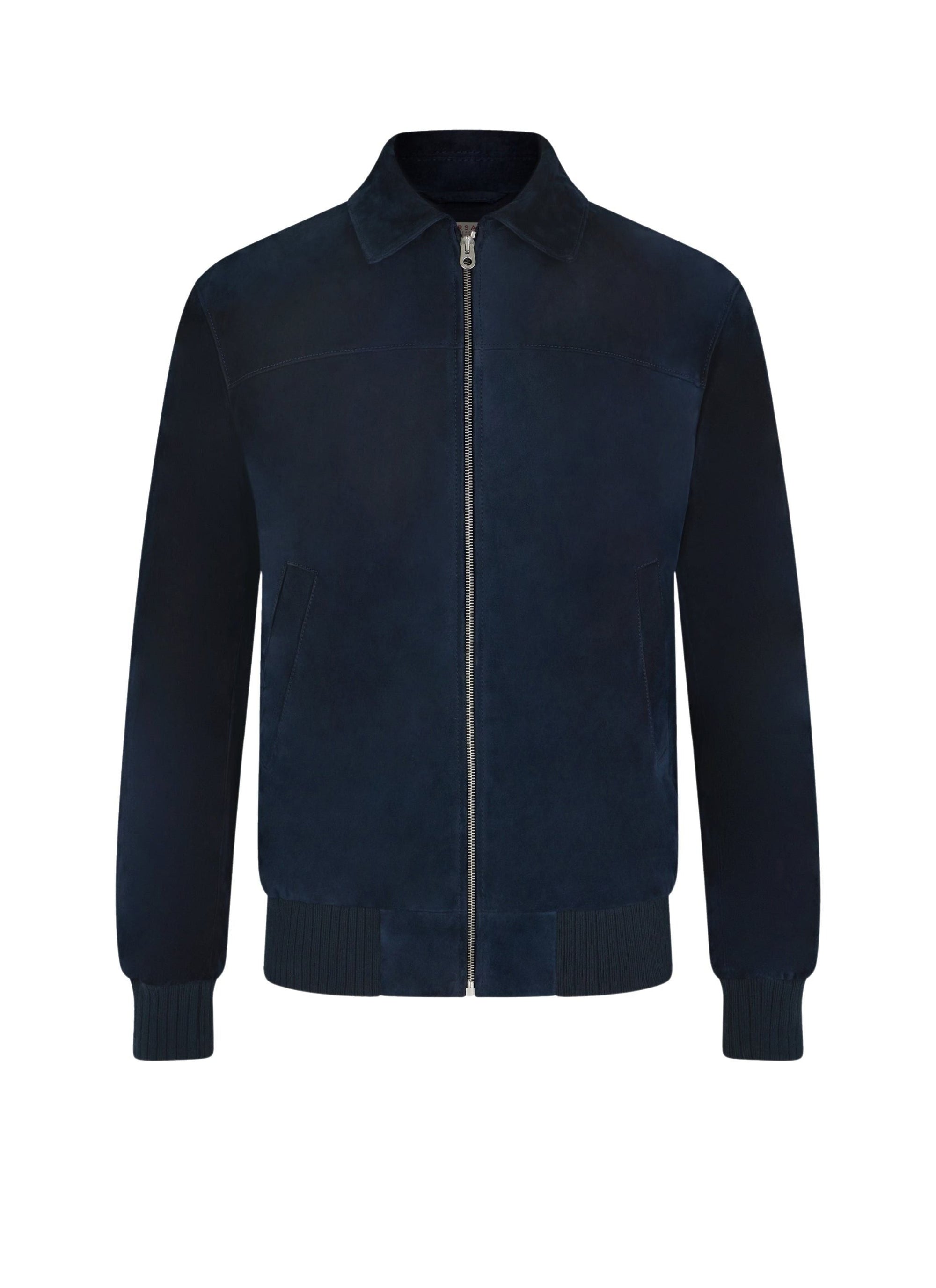 Suede shirt collar jacket - Navy Blue