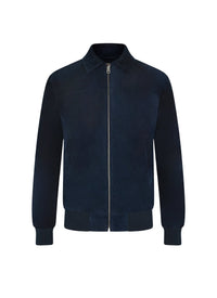 Blouson à col chemise en daim - Marine