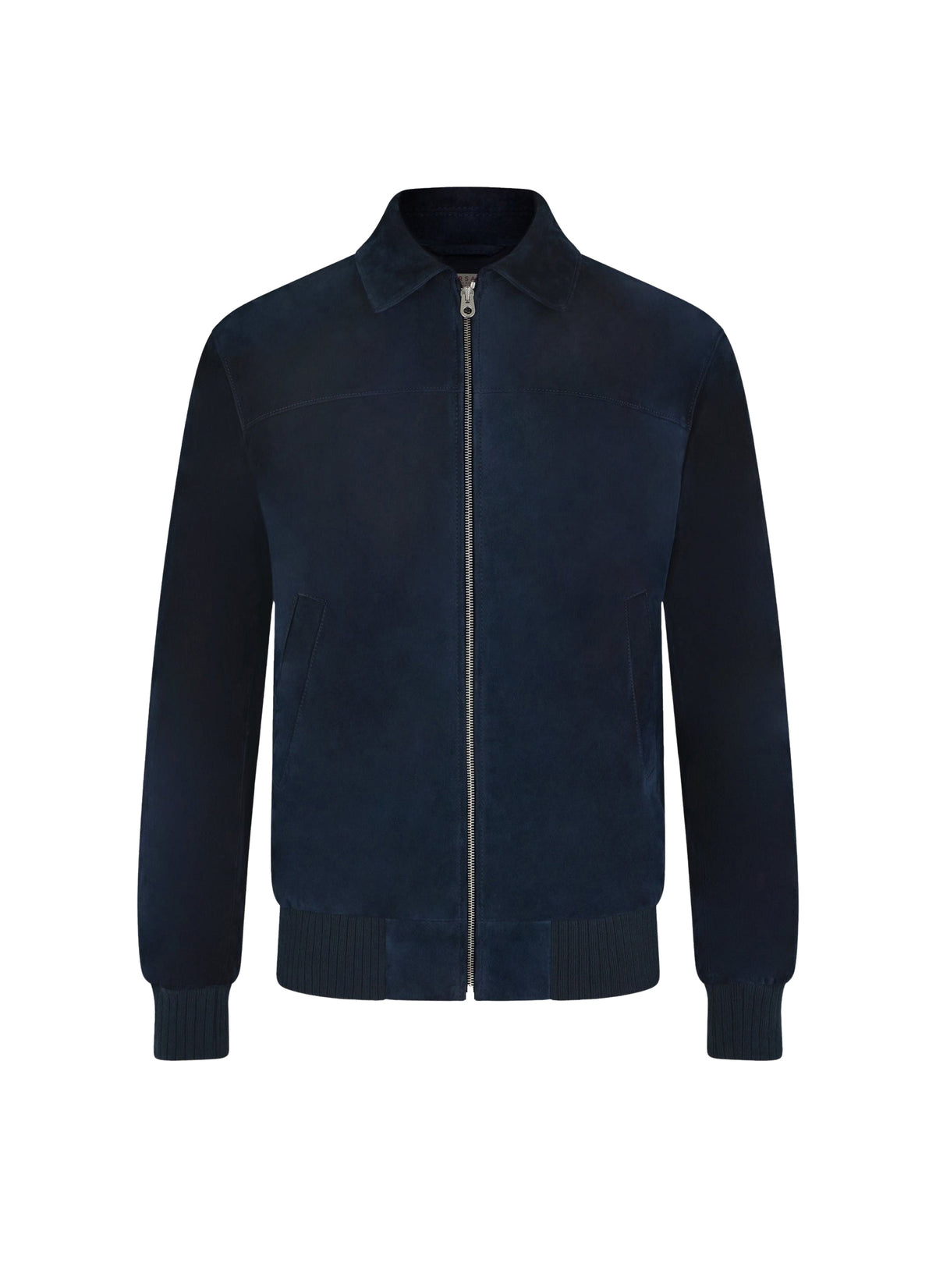 Blouson à col chemise en daim - Marine