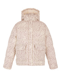 Quilted puffer jacket with camouflage print - Ecru