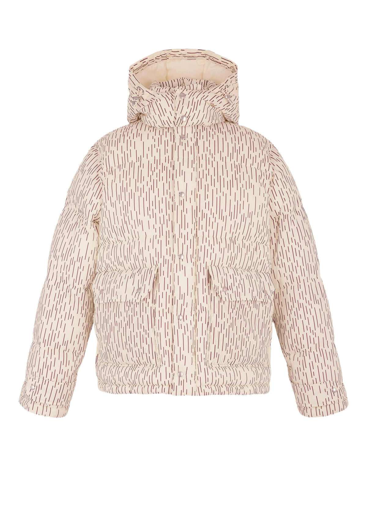 Quilted puffer jacket with camouflage print - Ecru