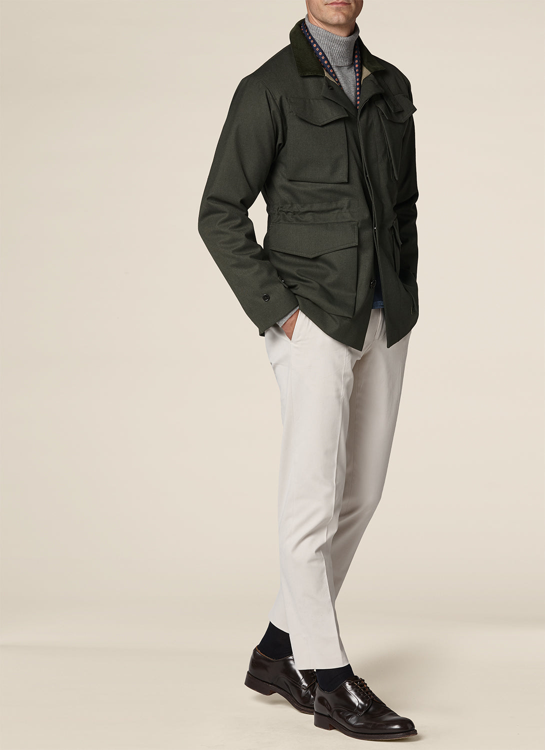 Technical twill safari parka - Olive Green