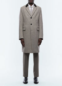 Wool herringbone coat - Taupe