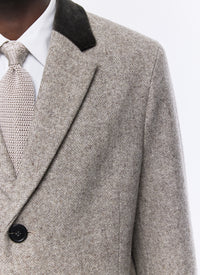 Wool herringbone coat - Taupe