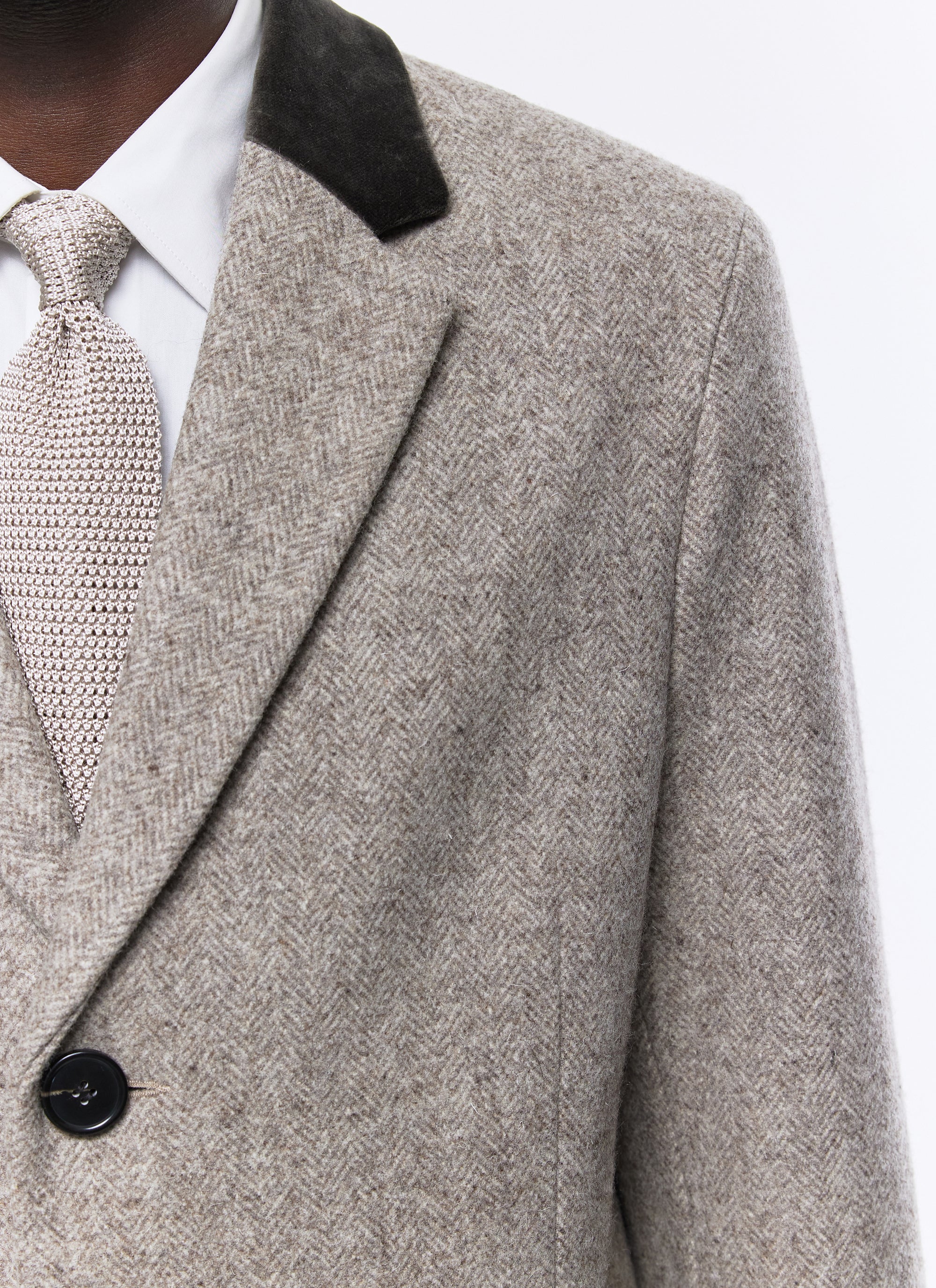 Wool herringbone coat - Taupe