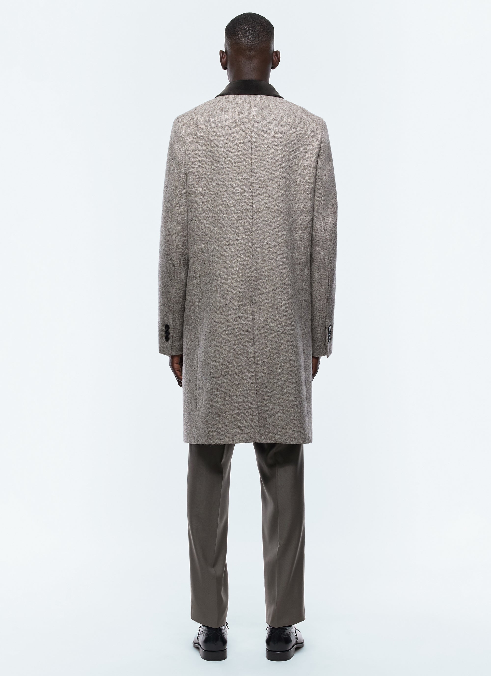 Wool herringbone coat - Taupe